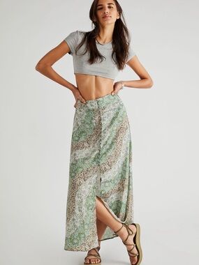 Free People BNWOT Sammy button-front maxi skirt